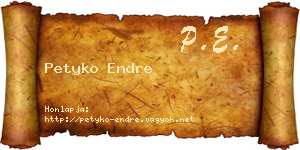 Petyko Endre névjegykártya